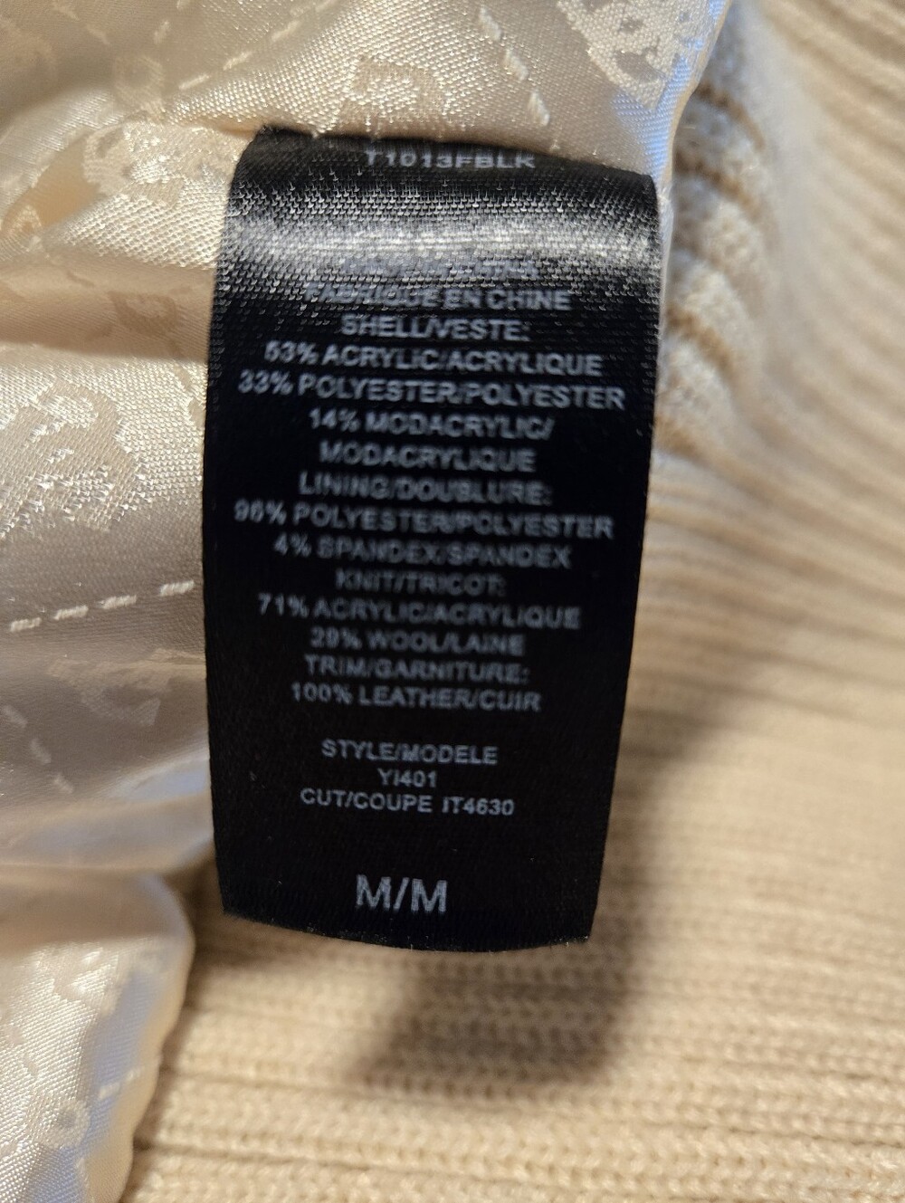 Guess Cream Faux Fur Ribbed Zip Vest - Picture 7 of 7